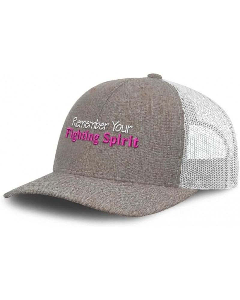 Trucker Hat Baseball Cap Remember Your Fighting Spirit Cotton Dad Hats for Men & Women Heather Khaki White $11.44 Baseball Caps