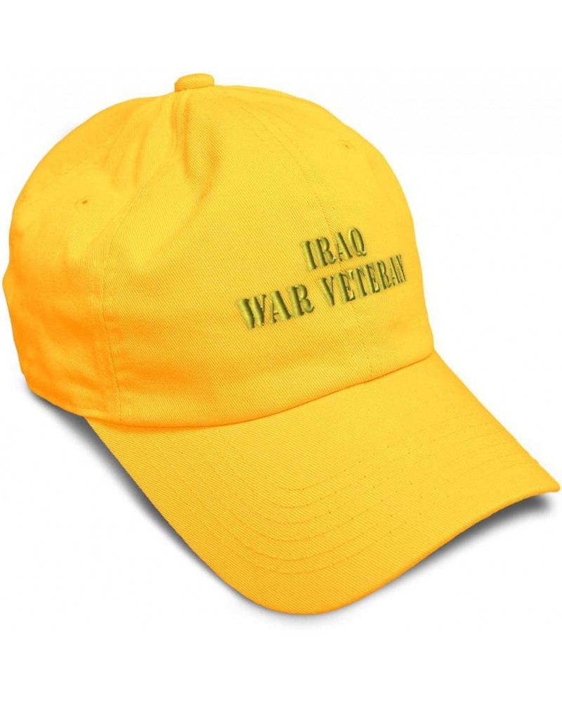 Soft Baseball Cap Iraq War Veteran Embroidery Veteran Respect Cotton Embroidered Dad Hats for Men & Women Golden Yellow Desig...