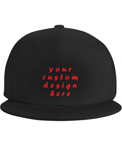 Custom Hat Add Your Name Logo Text Photo Personalized Flat Bill Hats Black $8.19 Baseball Caps