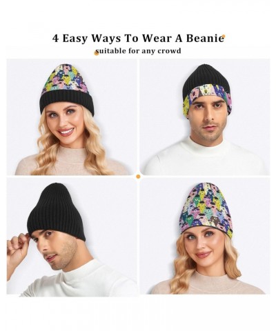 Funny Llamas Colorful Winter Slouchy Beanie Hats for Men Women Lined Knit Warm Thick Binie Hat with Soft Velvet Fisherman Bea...