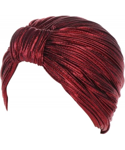 Women Stretch Turbans Cap Headwrap Beaded Headscarf Beanie Wrap Hair wrap Pretied for Black Women Wine $9.59 Headbands