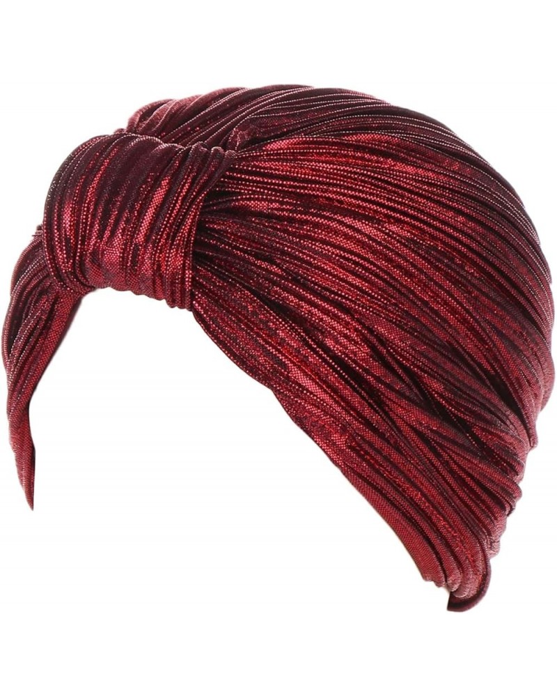 Women Stretch Turbans Cap Headwrap Beaded Headscarf Beanie Wrap Hair wrap Pretied for Black Women Wine $9.59 Headbands