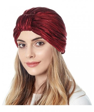 Women Stretch Turbans Cap Headwrap Beaded Headscarf Beanie Wrap Hair wrap Pretied for Black Women Wine $9.59 Headbands