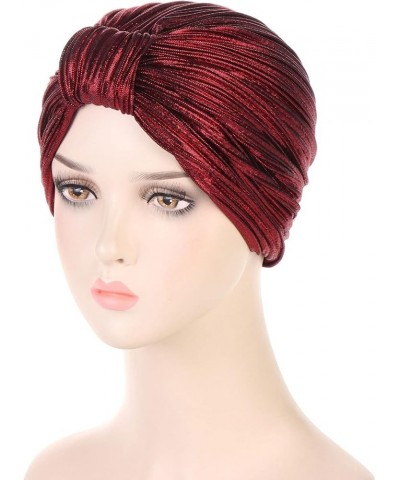 Women Stretch Turbans Cap Headwrap Beaded Headscarf Beanie Wrap Hair wrap Pretied for Black Women Wine $9.59 Headbands