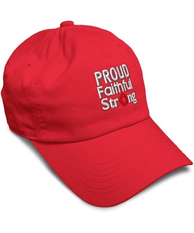 Soft Baseball Cap Proud Faithful Strong Cotton Dad Hats for Men & Women Red $16.81 Baseball Caps