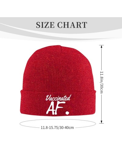 Vaccinated Af Winter Knitted Hat Soft Warm Beanie Hat Black Red $10.79 Skullies & Beanies