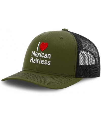 Custom Richardson Trucker Hat I (Love) Mexican Hairless Red Heart Pet Lovers Loden Black Design Only $18.54 Baseball Caps