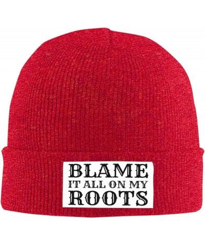 Blame-it-All-on-My-Roots Knit Hat Beanie Winter Hat Men Women Warm Knitted Brimless Cap Red $18.58 Skullies & Beanies