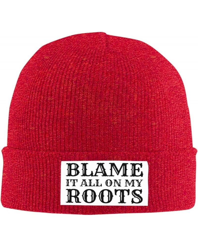 Blame-it-All-on-My-Roots Knit Hat Beanie Winter Hat Men Women Warm Knitted Brimless Cap Red $18.58 Skullies & Beanies