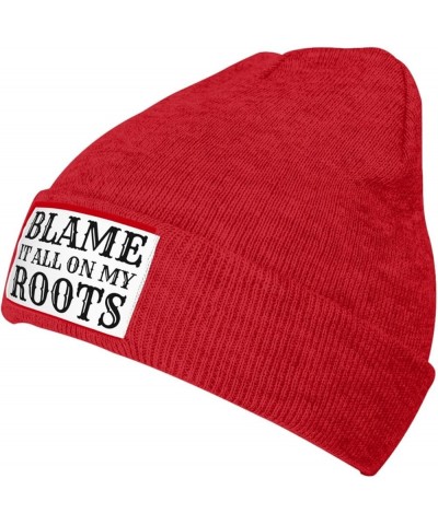 Blame-it-All-on-My-Roots Knit Hat Beanie Winter Hat Men Women Warm Knitted Brimless Cap Red $18.58 Skullies & Beanies