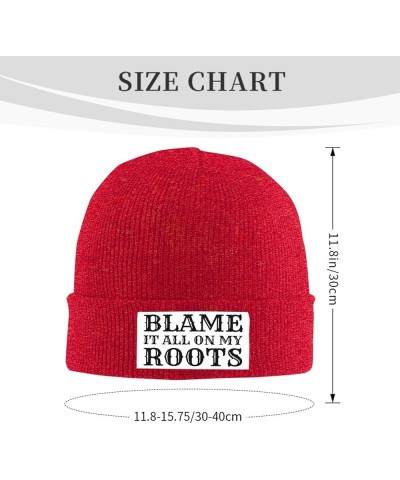 Blame-it-All-on-My-Roots Knit Hat Beanie Winter Hat Men Women Warm Knitted Brimless Cap Red $18.58 Skullies & Beanies