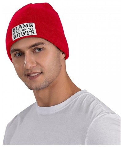 Blame-it-All-on-My-Roots Knit Hat Beanie Winter Hat Men Women Warm Knitted Brimless Cap Red $18.58 Skullies & Beanies