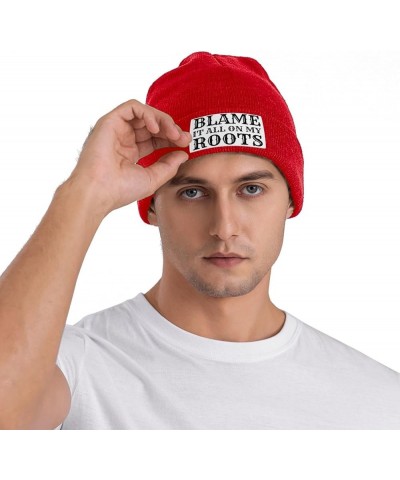 Blame-it-All-on-My-Roots Knit Hat Beanie Winter Hat Men Women Warm Knitted Brimless Cap Red $18.58 Skullies & Beanies