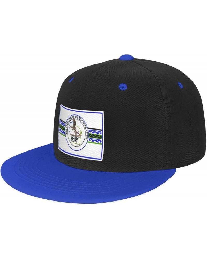 Flag Ho Chunk Baseball Cap for Men Women Snapback Hat Adjustable Flat Bill Hats Blue $10.38 Baseball Caps