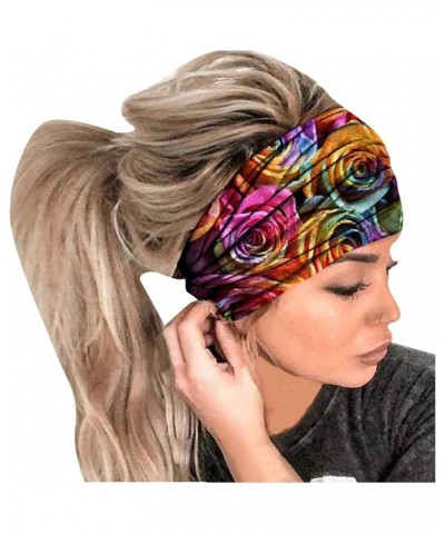 Women Turbans Print Women Hair Headband Head Elastic Wrap Bandana Headband Band Headband Ladies (Multicolor, One Size) 1 Coun...