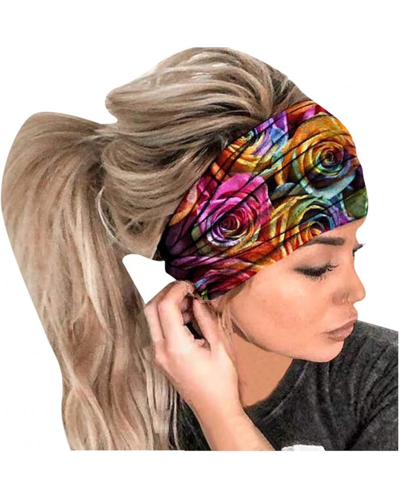 Women Turbans Print Women Hair Headband Head Elastic Wrap Bandana Headband Band Headband Ladies (Multicolor, One Size) 1 Coun...