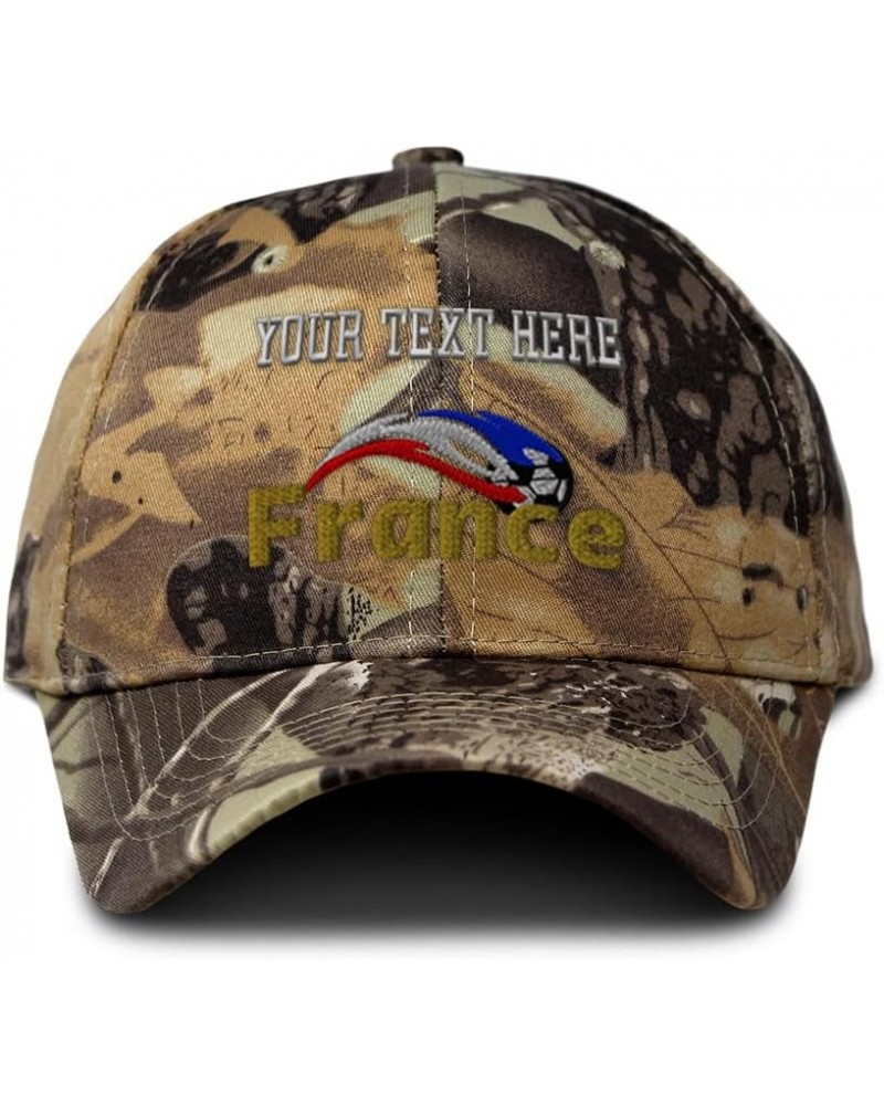 Custom Camo Baseball Cap France Soccer Cotton Hunting Dad Hats for Men & Women Forest Tree Khaki Personalized Text Here $17.9...