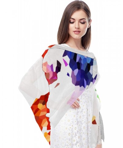 Colorful World Map Women Soft Chiffon Pashmina Shawl Wrap Scarf for Bridesmaid Wedding Formal Party Evening Dress $24.90 Scarves