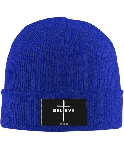 I Believe John 3 16, Christian, Cross Beanie Hat Men Winter Knit Hat Women Slouchy Skull Cap Hedging Hat Black Blue $11.09 Sk...