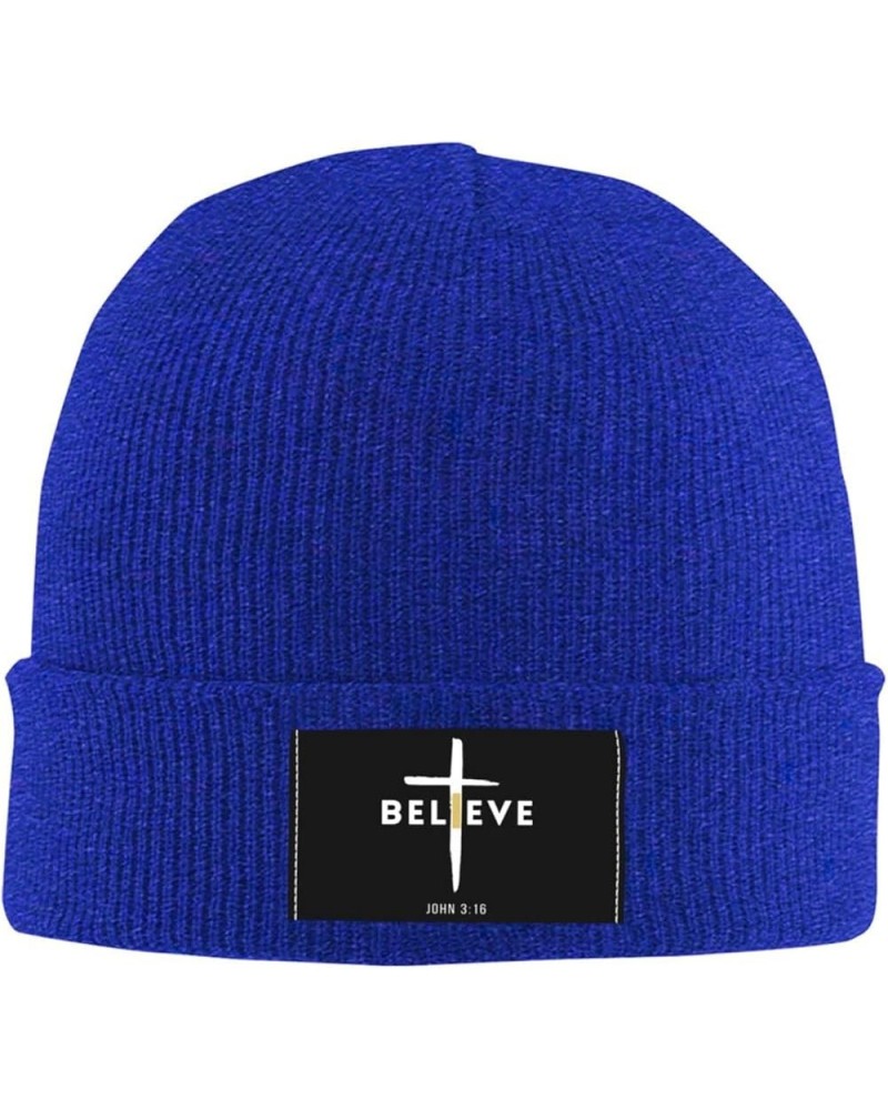 I Believe John 3 16, Christian, Cross Beanie Hat Men Winter Knit Hat Women Slouchy Skull Cap Hedging Hat Black Blue $11.09 Sk...