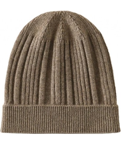 Unisex Casual Cashmere Knitted Hats Soft Warm Solid Color Beanies Adult Cashmere Hedging Caps Khaki9 $33.45 Skullies & Beanies