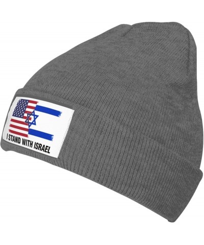 Support Israeli, I Stand with Israel Flag Beanie Hat Women Knitted Hat Men Knit Slouchy Skull Cap Warm Hat Black Deep Heather...