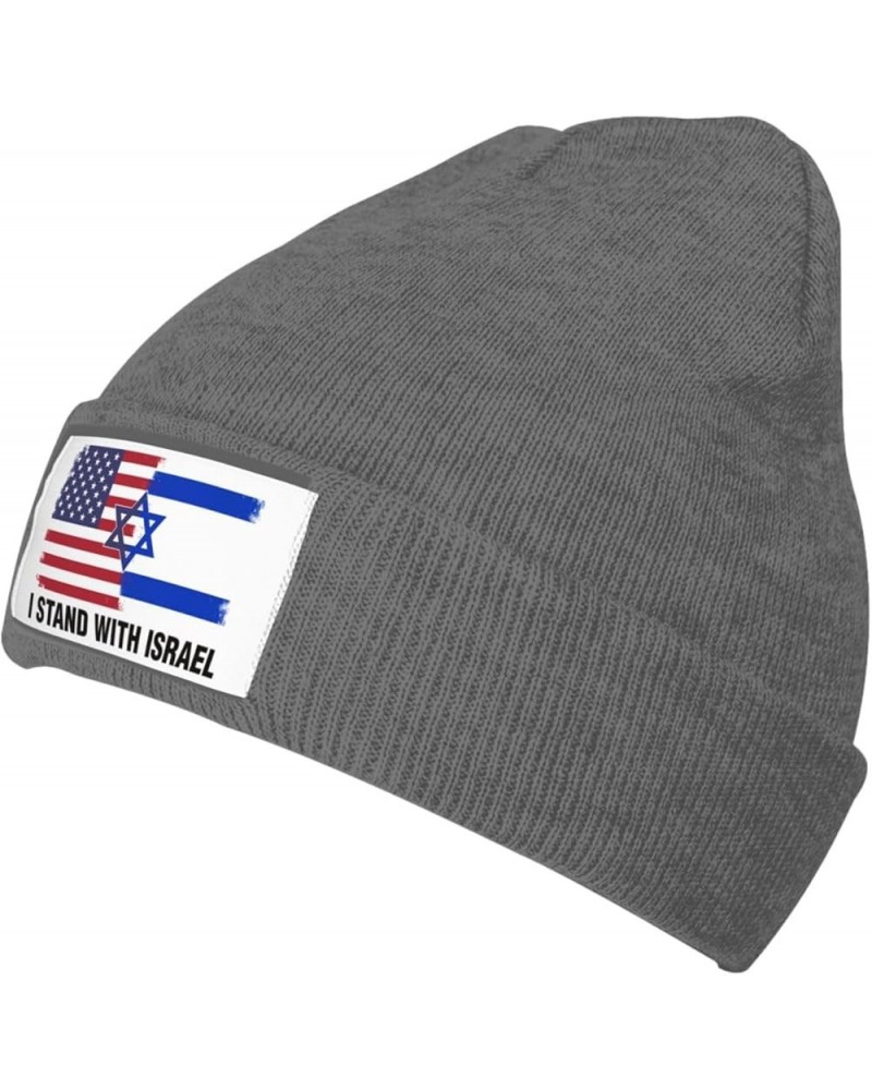 Support Israeli, I Stand with Israel Flag Beanie Hat Women Knitted Hat Men Knit Slouchy Skull Cap Warm Hat Black Deep Heather...