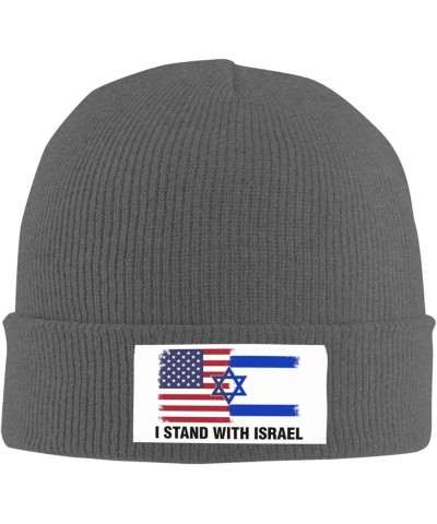 Support Israeli, I Stand with Israel Flag Beanie Hat Women Knitted Hat Men Knit Slouchy Skull Cap Warm Hat Black Deep Heather...