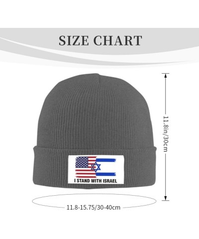 Support Israeli, I Stand with Israel Flag Beanie Hat Women Knitted Hat Men Knit Slouchy Skull Cap Warm Hat Black Deep Heather...