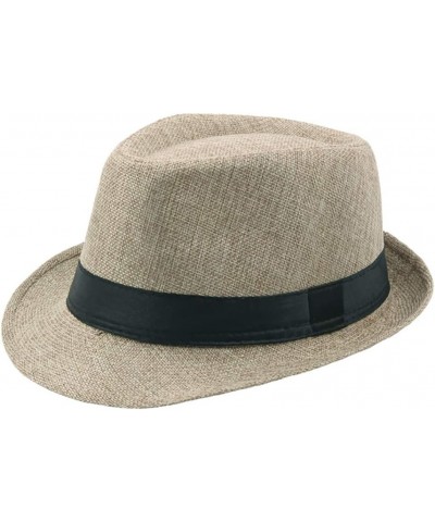 Jazz Hat Men's Breathable Men Unisex Classic Short Brim Fedora Gangster with Band Unisex Women's Structured Fedora Hat Khaki ...