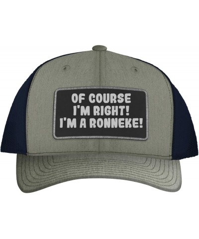 of Course I'm Right! I'm A Ronneke! - Leather Black Patch Engraved Trucker Hat Heather/navy $19.45 Baseball Caps