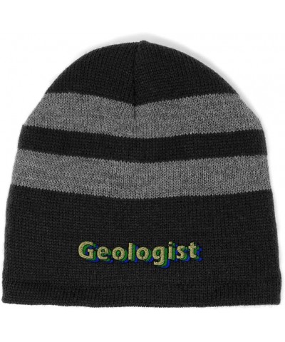 Custom Striped Beanie for Men & Women Geologist Acrylic Fleece Skull Cap Hats 1 Size Black Design Only $14.40 Skullies & Beanies