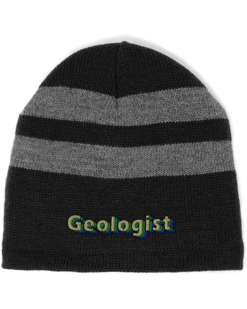 Custom Striped Beanie for Men & Women Geologist Acrylic Fleece Skull Cap Hats 1 Size Black Design Only $14.40 Skullies & Beanies