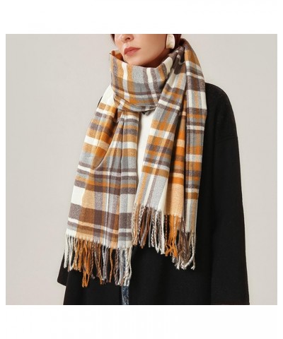 Women's Plaid Large Shawl Winter Thickened Warm Soft Scarf with Tassel. Pink $9.67 Scarves