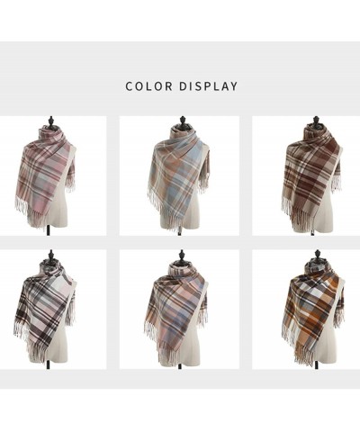 Women's Plaid Large Shawl Winter Thickened Warm Soft Scarf with Tassel. Pink $9.67 Scarves