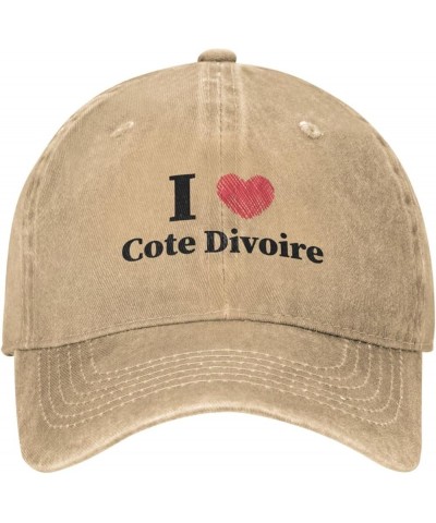 I Love Cote Divoire Baseball Cap for Men Women Hats Adjustable Vintage Cowboy Hat Natural $11.85 Cowboy Hats