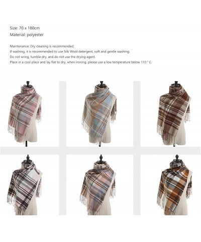 Women's Plaid Large Shawl Winter Thickened Warm Soft Scarf with Tassel. Pink $9.67 Scarves