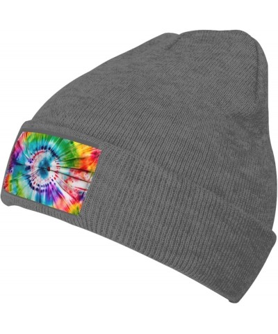 Tie Dye Hippies Print Knitted Hat Knit Cap Daily Knit Hat Men's Unisex Winter Beanie Hat Women Cap Warm Soft Caps Deep Heathe...