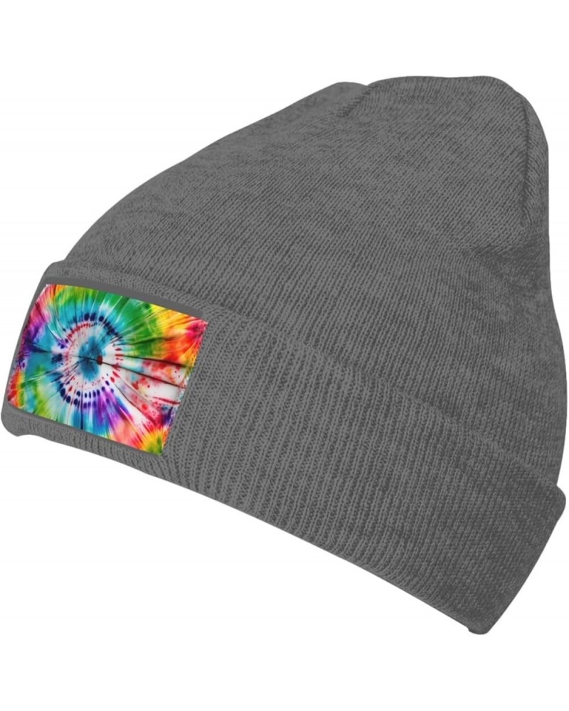 Tie Dye Hippies Print Knitted Hat Knit Cap Daily Knit Hat Men's Unisex Winter Beanie Hat Women Cap Warm Soft Caps Deep Heathe...