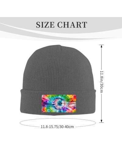 Tie Dye Hippies Print Knitted Hat Knit Cap Daily Knit Hat Men's Unisex Winter Beanie Hat Women Cap Warm Soft Caps Deep Heathe...