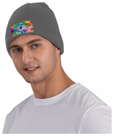 Tie Dye Hippies Print Knitted Hat Knit Cap Daily Knit Hat Men's Unisex Winter Beanie Hat Women Cap Warm Soft Caps Deep Heathe...