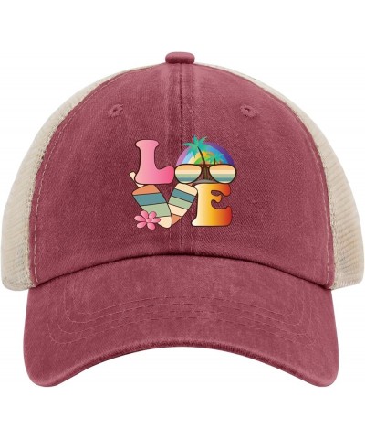 I Love Summer Hat for Men Sun hat Mens Black hat Women's hat Daddy hat Wine Red02 $10.48 Sun Hats