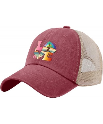 I Love Summer Hat for Men Sun hat Mens Black hat Women's hat Daddy hat Wine Red02 $10.48 Sun Hats