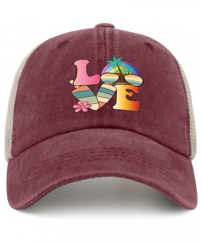 I Love Summer Hat for Men Sun hat Mens Black hat Women's hat Daddy hat Wine Red02 $10.48 Sun Hats