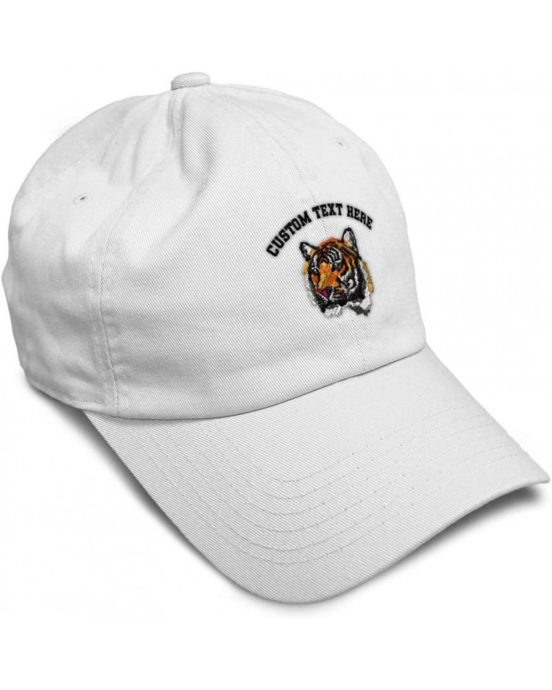 Soft Baseball Cap Tiger Cross-Stitch Embroidery Wild Animals Cotton Dad Hats for Men & Women White Personalized Text Here $15...