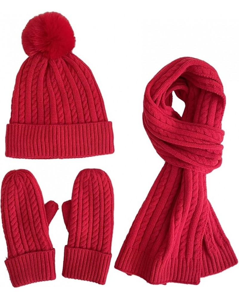 Head Scarf, Scarf Hat Gloves Set Women Warm Thick Cable Knit Touch Screen Gloves Long Scarf Rd2-1 $16.12 Scarves