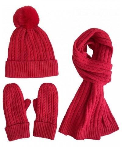 Head Scarf, Scarf Hat Gloves Set Women Warm Thick Cable Knit Touch Screen Gloves Long Scarf Rd2-1 $16.12 Scarves