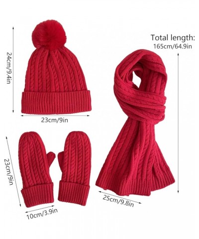 Head Scarf, Scarf Hat Gloves Set Women Warm Thick Cable Knit Touch Screen Gloves Long Scarf Rd2-1 $16.12 Scarves