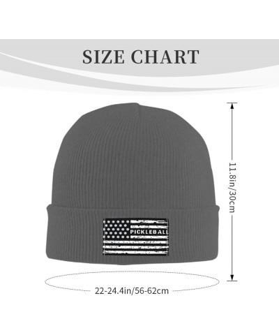 Pickleball with USA Flag Beanie Hat for Men Women Knit Skull Cap Warm Hats Black Knitted Caps Deep Heather $8.71 Skullies & B...