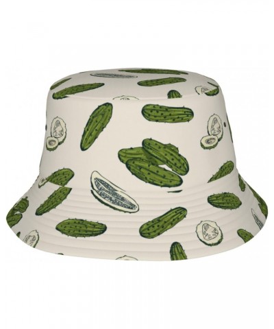 Pickles Pickled Cucumbers Bucket Hat for Men Women Beach Sun Hats Fisherman Hat Unisex Outdoor Cap $12.92 Bucket Hats